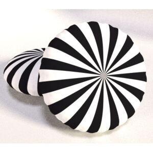 Kulatý polštářek polyester - černobílý - průměr 34 cm