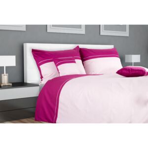 Glamonde luxusní saténové povlečení Prudencia ve světle růžové a tmavě růžové kombinaci se světle růžovou výšivkou. 140×200 cm