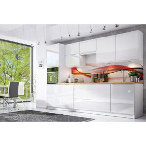 Kuchyně Aspen Bílý lesk - 300cm - Komplet nábytku kuchyňského