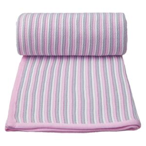 Dětská pletená deka spring, WHITE-PINK / BÍLO-RŮŽOVÁ