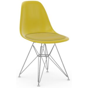 Výprodej Vitra designové židle DSR (žlutá skořepina s čalouněným sedákem/ chrom)