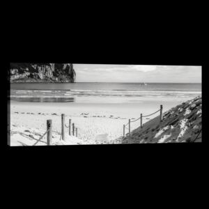 Postershop Obraz na plátně: Písčitá pláž (černobílá) - 145x45 cm