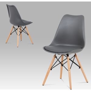 Artium Jídelní židle šedý plast / šedá koženka / natural - CT-741 GREY