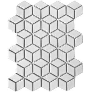 FIN Obklad keramická bílá Mozaika RHOMBUS Bílá Lesk 3,2x5,3 (25x32,5) cm - LPACUG100
