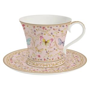 Porcelánový šálek a podšálek na čaj Majestic Butterflies