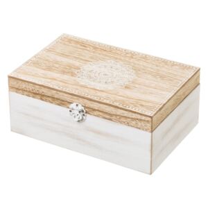 Bílý dřevěný úložný box Unimasa Treasure, 24 x 17 cm