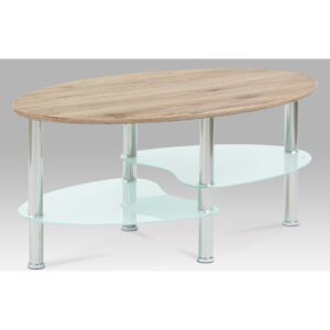 Artium konferenční stolek CT-1180 SRE, san remo / bílé sklo / leštěný nerez