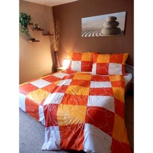 Písecké lůžkoviny bavlněný povlak na polštář - Šachy oranž 40x40