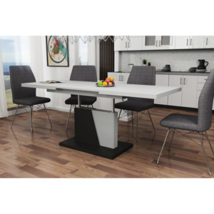 GRAND NOIR světle šedá / černá, rozkládací, zvedací konferenční stůl, stolek