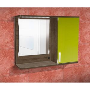Koupelnová skříňka se zrcadlem K10 pravá barva skříňky: rigoletto, barva dvířek: lemon lesk