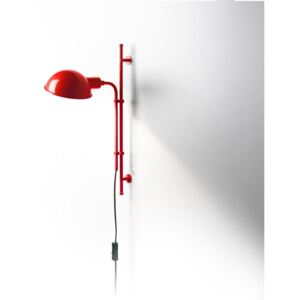 Marset Funiculí A, nástěnná lampa nadčasového designu, 1x46W, červená RAL 3024, výška 49,2cm