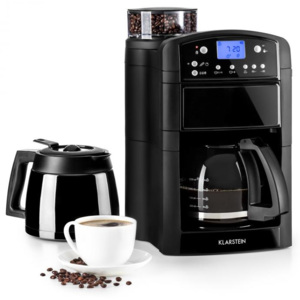 Klarstein Aromatica Set kávovar, mlýnek, skleněná konvice / termoska, černá barva