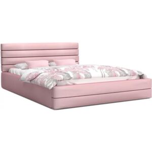Luxusní manželská postel TOPAZ růžová 180x200 semiš s kovovým roštem