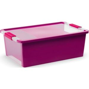 Plastový úložný box KIS Bi Box M s víkem 26l, růžovofialový