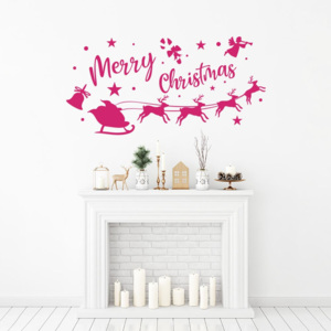 Merry Christmas Santa I. - samolepka na zeď Růžová 100 x 50 cm