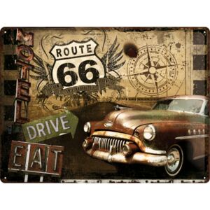 Nostalgic Art Plechová cedule – Route 66 (Drive, Eat) 30x40 cm
