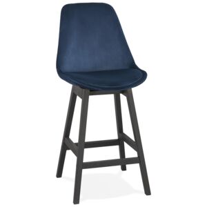 Marivo Line Sametová barová židle Pinro Mini modrá/černá