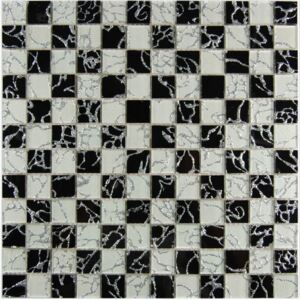 Maxwhite JSM-JL041Y Mozaika skleněná šachovnice, bílá, černá