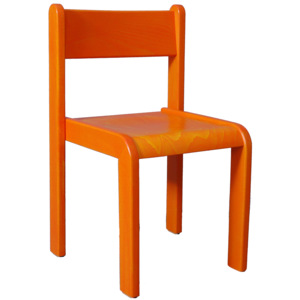 Dětská židlička bez područky 18 cm DE mořená - oranžová (výška sedáku 18 cm)