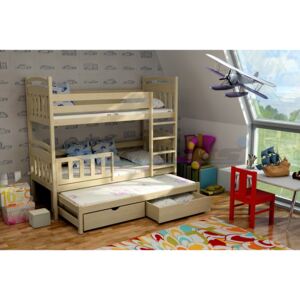 Patrová postel s výsuvnou přistýlkou PPV 001 180 cm x 80 cm Bezbarvý ekologický lak