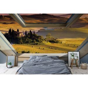 Fototapeta GLIX - Tuscan Countryside 3D + lepidlo ZDARMA Papírová tapeta - 368x280 cm