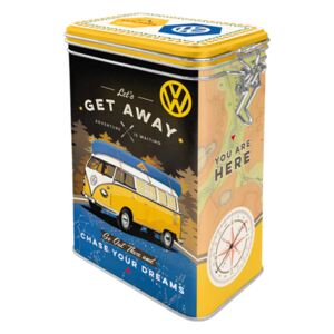 Nostalgic Art Plechová dóza s klipem - VW Let's Get Away 1,3l