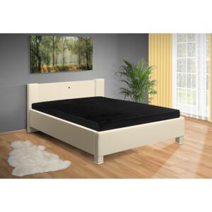 Nabytekmorava Manželská postel Luna 160x200 cm s LED světly matrace: matrace 15 cm, Barva postele: eko béžová, Úložný prostor: bez úložného prostoru