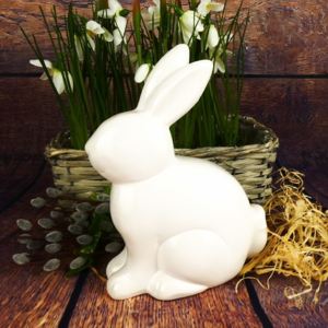 Keramický dekorační zajíc- bílý, 20 cm