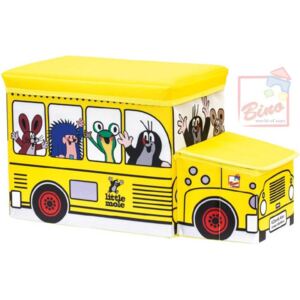 BINO KRTEK Krabice na hračky autobus 2v1 dětská židlička Krteček žlutá Bino