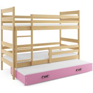 B2b1 BMS-group Patrová postel s přistýlkou ERYK 3 90x200 cm, borovice/růžová