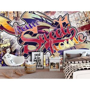 Tapeta graffiti sweet home + lepidlo ZDARMA Velikost (šířka x výška): 350x256 cm