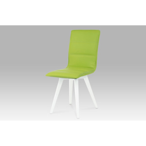 Jídelní židle, koženka limetková / vysoký lesk bílý B829 LIM1