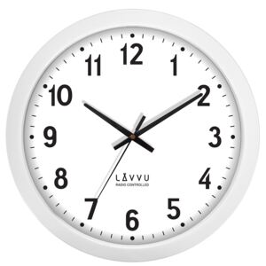 Velké bílé hodiny LAVVU řízené rádiovým signálem LCR2020 (rádiem řízené hodiny)