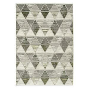 Moderní kusový koberec Texas 122 Trojúhelníky šedý / zelený Rozměr: 80x150 cm