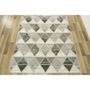 Moderní kusový koberec Texas 122 Trojúhelníky šedý / zelený Rozměr: 120x170 cm