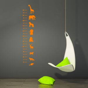 GLIX Dětský metr - Zvířata 1 - samolepka na zeď Oranžová 25x120 cm