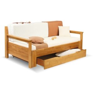 Dřevěná rozkládací postel s úložným prostorem DUO LADA