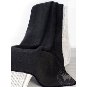 Wooline Vlněná Merino deka Thumbled černá Rozměr: 75 x 100 cm