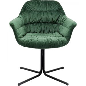 KARE DESIGN Zelená čalouněná otočná židle Colmar
