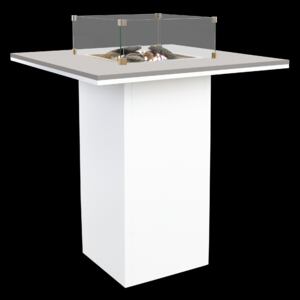 Stůl s plynovým ohništěm COSI- typ Cosiloft barový stůl bílý rám / šedá deska