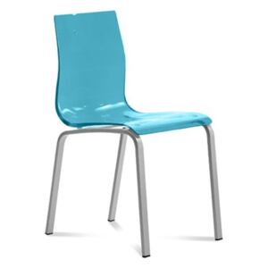 Jídelní židle Gel-R AS SAZ podnož hliníkový lak sedák modrý plast