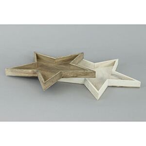 Autronic Hvězdička dřevěná dekorační, mix šedivé a bílé barvy. KLA255