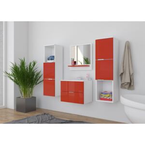 ADRK Koupelnová stěna CARLO Provedení: Bílá mat/červená lesk