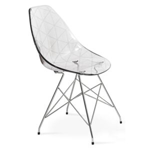 Jídelní židle Glamour-R chromovaná podnož, sedák čirý plast