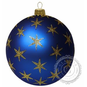 Vánoční baňka modrá zlaté hvězdy