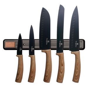 BERLINGERHAUS Sada nožů s nepřilnavým povrchem a magnetickým držákem 6 ks Ebony Line Maple BERLINGERHAUS BH-2541