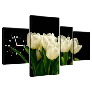 Obraz s hodinami Bílé tulipány - Mark Freeth 120x70cm ZP1601A_4AN