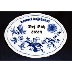 Cibulák (Blue Onion pattern) Boží požehnání (cedulka na zeď) 24,5 x 18 cm, Cibulák, originální z Dubí