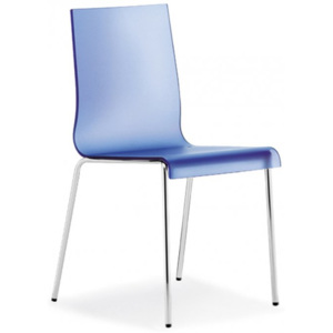 Transparentní plastová židle Pedrali KUADRA 1171 – bez područek, ocelová konstrukce, modrá