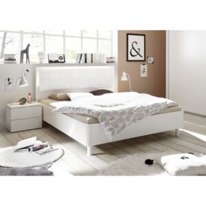 Manželská postel Xaos-P1-160 bílý mat v kombinaci s dekorem bílým